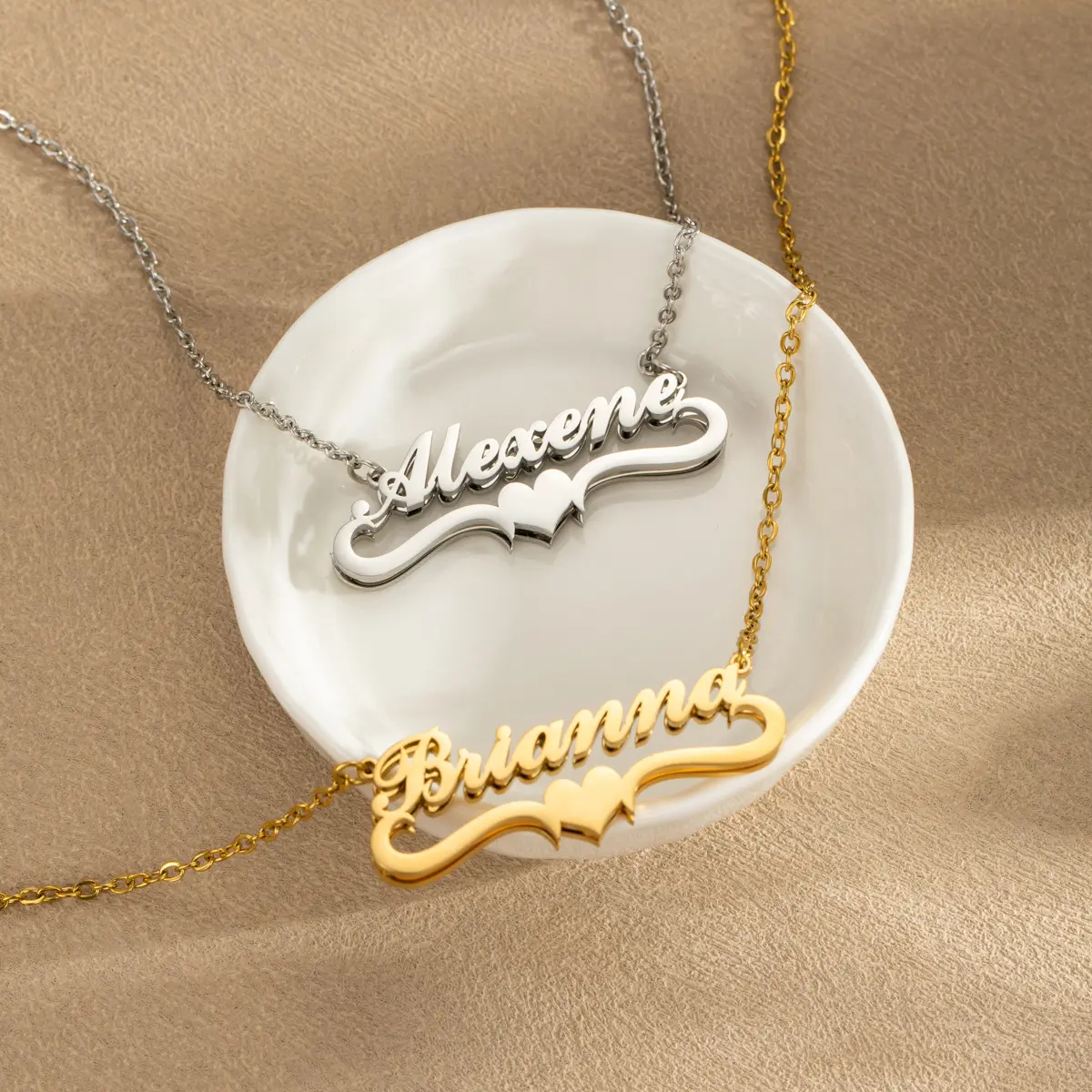 AS063  For Wife Girlfriend Customized Stainless Steel Love Double Layers Design Name Necklace DIY Gift To Make Mom Cry Necklace Best Gift For Mother's Day