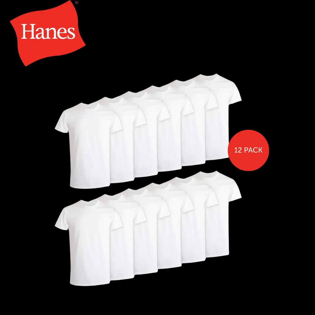 Hanes Men's Cotton Undershirt Super Value Pack Moisture-wicking White Underwear Multi Comfortable Fit Soft Stretch Fabric Breathable