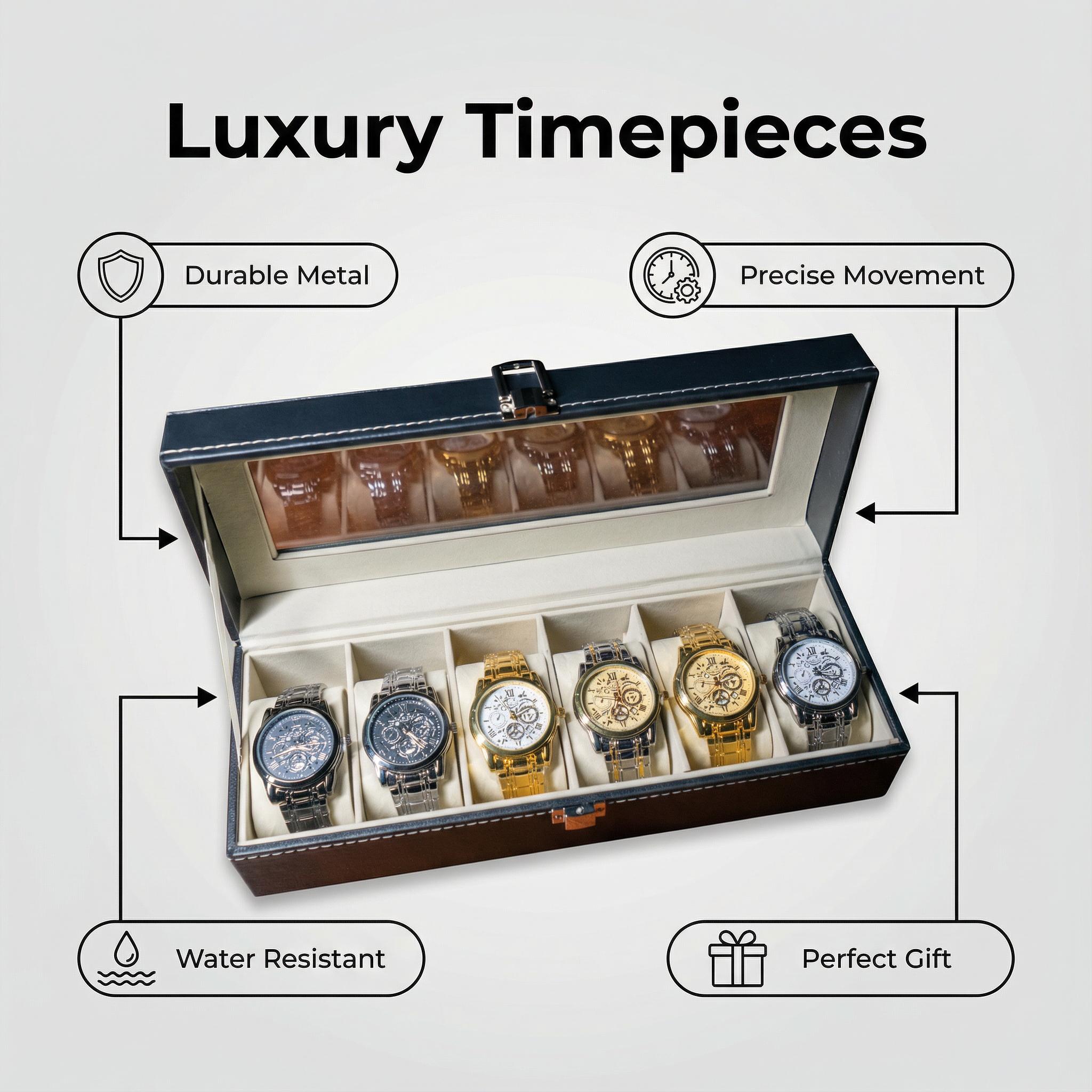 Valentine's Day Men's Business Round Analog Watch Set, Men's Watch Set with Box, Fashionable Watches Wristwatch Set As Gifts, Watches boxed watches The design is simple and elegant, without too many complex decorations