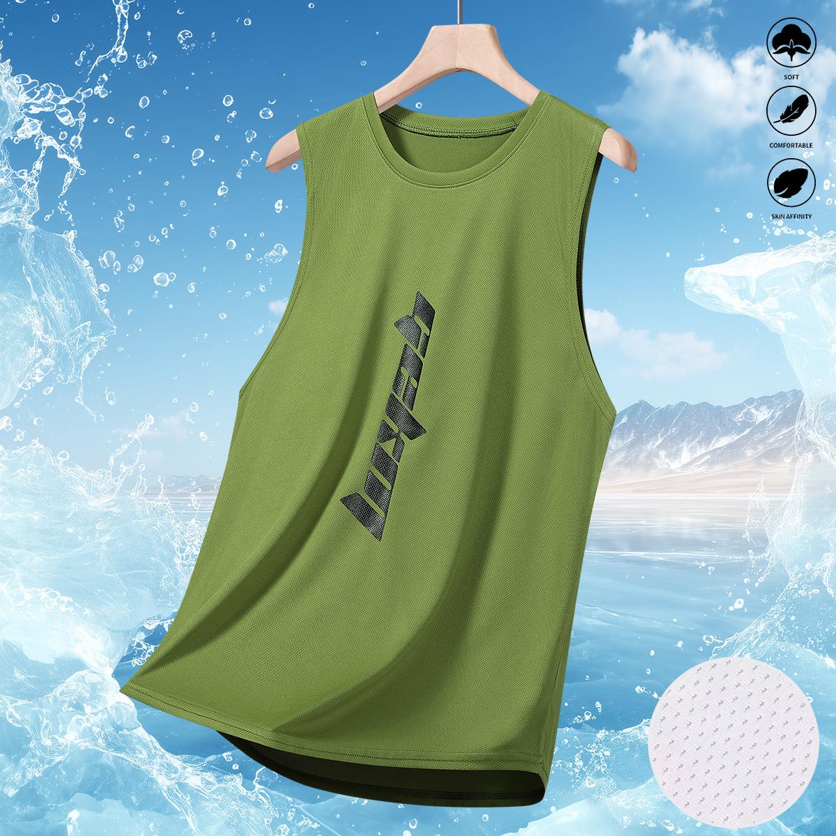 Men's Stylish Sleeveless Shirt - Perfect for Summer Outdoor & Indoor - Quick Dry & Breathable Letter Print Slightly Stretch Crew Neck Tank Top Men's Stylish Sleeveless Shirt - Perfect for Summer Outdoor & Indoor - Quick Dry & Breathable Letter Print Slightly Stretch Crew Neck Tank Top