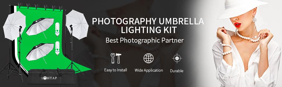 VINGLI Photography Lighting, 6.5ft x 10ft Backdrop Stand and Umbrellas Continuous Lighting Kit for Photo Studio Product, Portrait and Video Shoot Photography