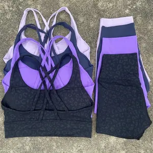 Yoga Clothes  2 Piece Gym Sports   Women Cross Back Bra Top   Fitness Suit Running Workout Tracksuit pickles and pins white set solid color two-piece leg sweatpants wear shorts Floral Tummy Control Tankini Swimsuit Boho Graphic Bandeau Vest cotton tank