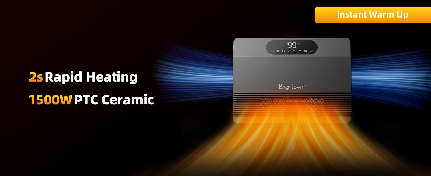 Brightown Smart Wall Heater, Electric Space Heater for Indoor Use 1500W, 5 Optional Modes, Adjustable Thermostat, Easy-Mount Heater for Bedroom with Remote Control, 12H Timer, Works with Alexa Brightown Smart Wall Heater, Electric Space Heater for Indoor Use 1500W, 5 Optional Modes, Adjustable Thermostat, Easy-Mount Heater for Bedroom with Remote Control, 12H Timer, Works with Alexa