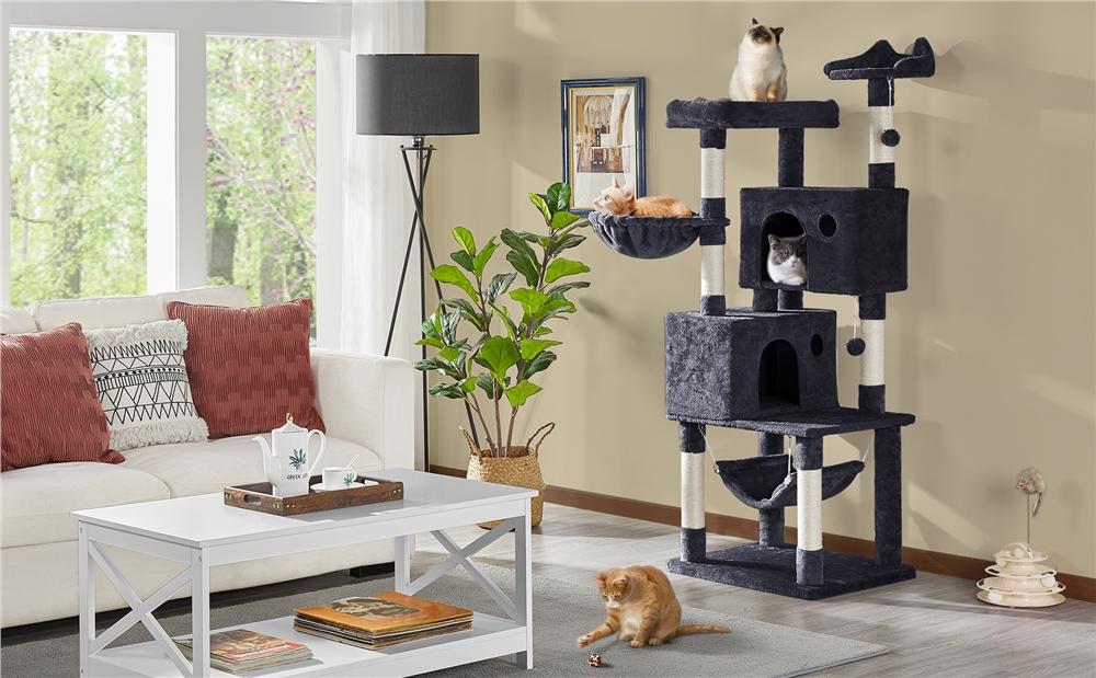 Yaheetech 64.5/73'' Cat Tree Large Cat Tower with Condos Platform Perch Hammock Scratching Posts Plush Cat House Yaheetech 64.5/73'' Cat Tree Large Cat Tower with Condos Platform Perch Hammock Scratching Posts Plush Cat House