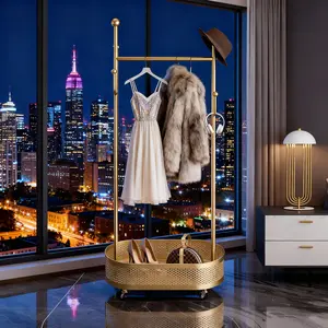 Rolling Clothes Rack with Storage Basket, Modern Garment Rack for Bedroom and Apartment