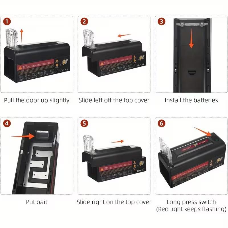 Enhanced Voltage Rat Trap,in-/Outdoor Electric Rodent Trap, Instant Kill Mouse & Rat Zapper with Waterproof Cover, Light Alarm, and Batteries Source,  Black