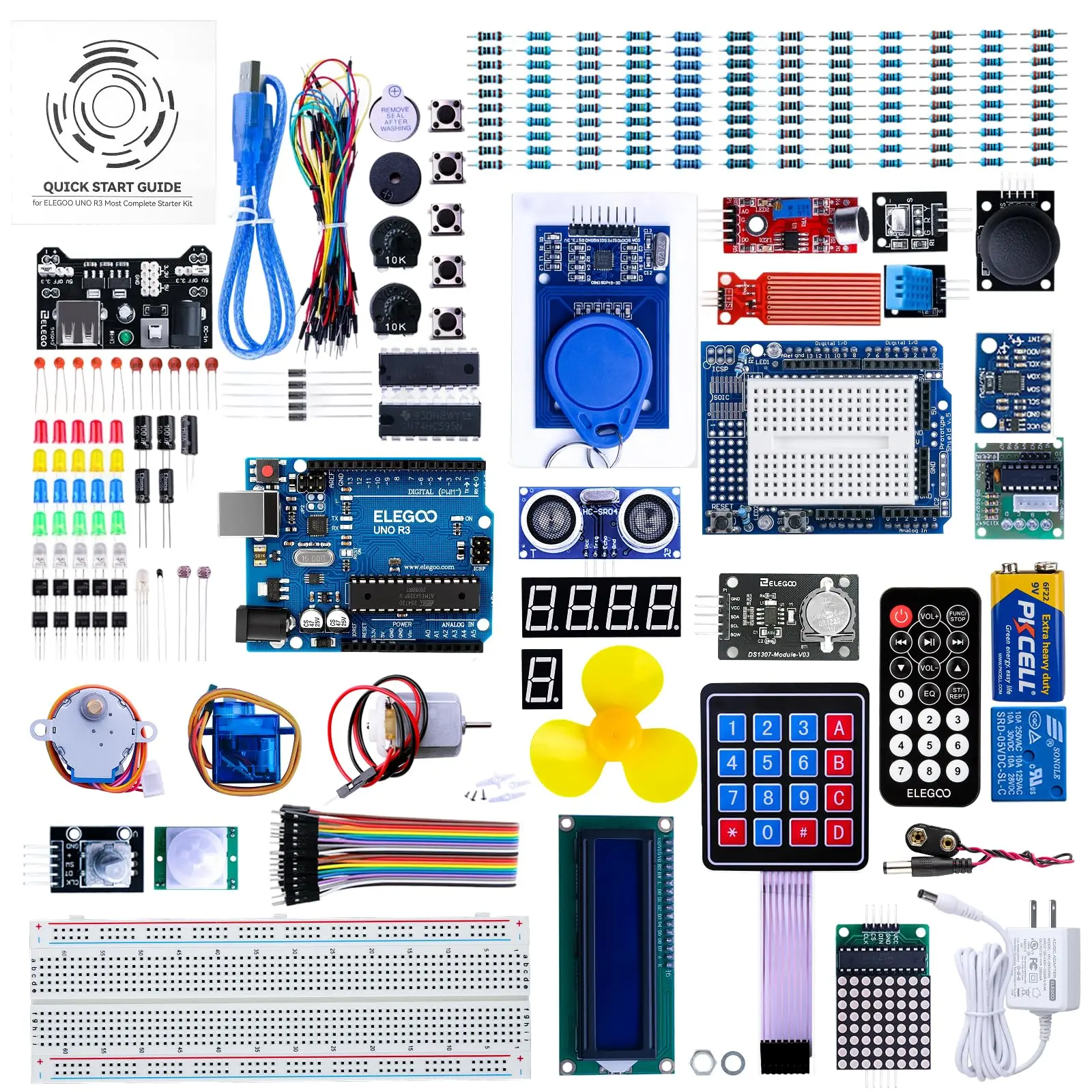 ELEGOO UNO R3 Single Board Computer Starter Kit - Pre-Soldered Electronic Kit, Learning Tool for Beginners, USB Cable, 200+ Pcs Modules, Arduino IDE Compatible,back to school,back to school haul
