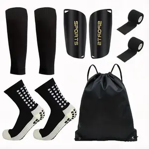 Professional Football TrainingSet (9 Counts/set), Sports Socks & ShinGuard & Shin Sleeve & Tape Set, OutdoorSports Accessories for Men & Women, TrackSocks, Soccer Training Equipment, FootballEquipment