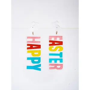 Addison 2-Tier Happy Easter Acrylic Long Drop Earrings