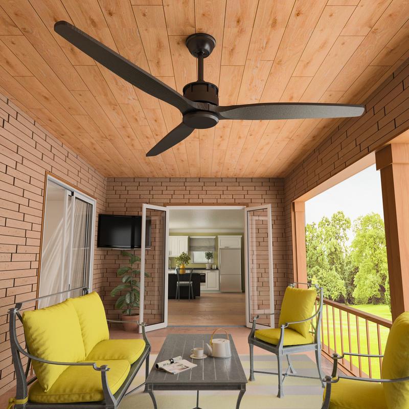 【No Lights】FUFU&GAGA Upgrade 65" Indoor 8-Blades Wood Ceiling Fan with Remote Control Appliances Device