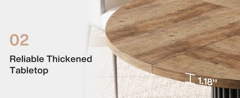 LITTLE TREE 47-Inch Round Conference Table, Meeting Table for 4-6 People, Small Office Desk with Sturdy Metal Base, Perfect for Conference Room or Small Workspaces