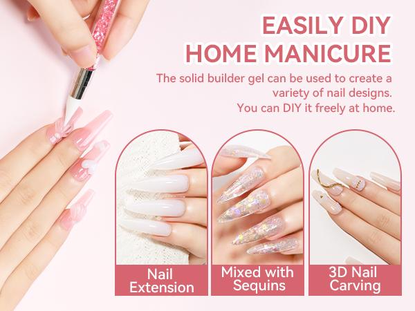 3D Flower Sculpting Solid Builder Gel for Nails – Non-Sticky Carving Hard Gel with Dual Forms for Nail Art & Extension