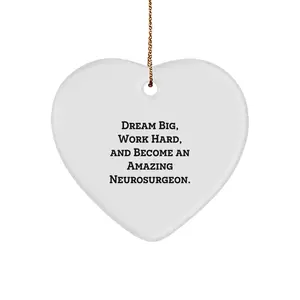 Funny Heart Ornament Gifts from Friends and Family for Neurosurgeon, 'Dream Big, Work Hard, And Become An Amazing Neurosurgeon.', Heart Shaped Christmas Unique Gift