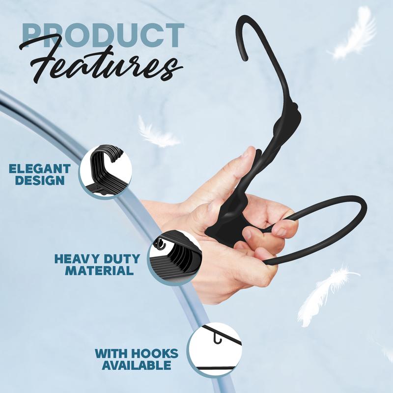 Utopia Home Plastic Hangers – Clothes Hangers with Hooks, Durable & Space Saving – 50 Pack & 100 Pack (Black or White)