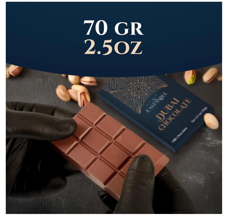 Eastanbul Dubai Chocolate Bar Pistachio, 2.5oz Mini Treat, Premium Pistachio Dubai Chocolate Bar, Viral Candy with Shredded Phyllo Dough, Knafeh, Gift Box