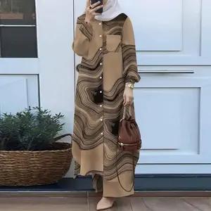 Muslim women's Arabian style two piece set and autumn new style women's Long Sleeved Shirt Pants Set