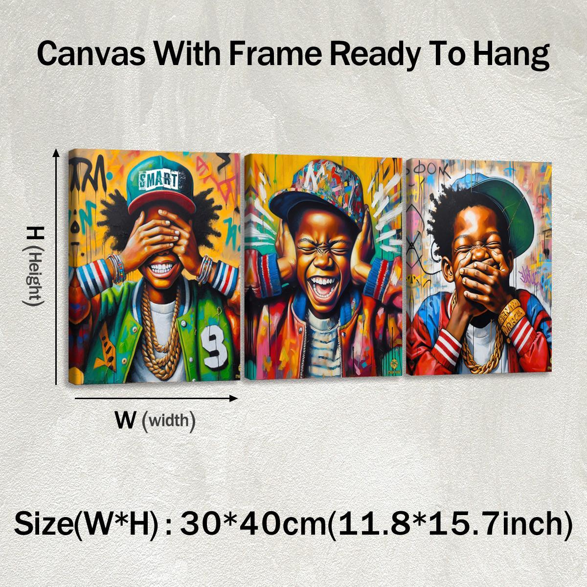 3Pcs Wooden Framed Canvas Painting, African Woman Abstract Geometric Shapes Gold Orange, Exquisite Poster, Home Decoration, Pattern Wall Art Decor, For Living Room, Bedroom, Office, Restaurant, Bar Wall Decor, Odorless, Painting, Print Artwork