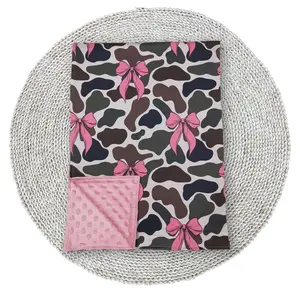 Baby Girls Blankets Pink Camouflage Bows Hunting Outdoor Minky Sleep Nap Blankets 29*42inches