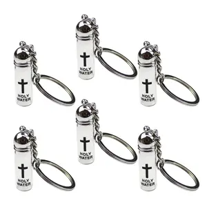 Multi-Purpose Decorative Glass Holy Water Bottle Crucifix Keychain Set