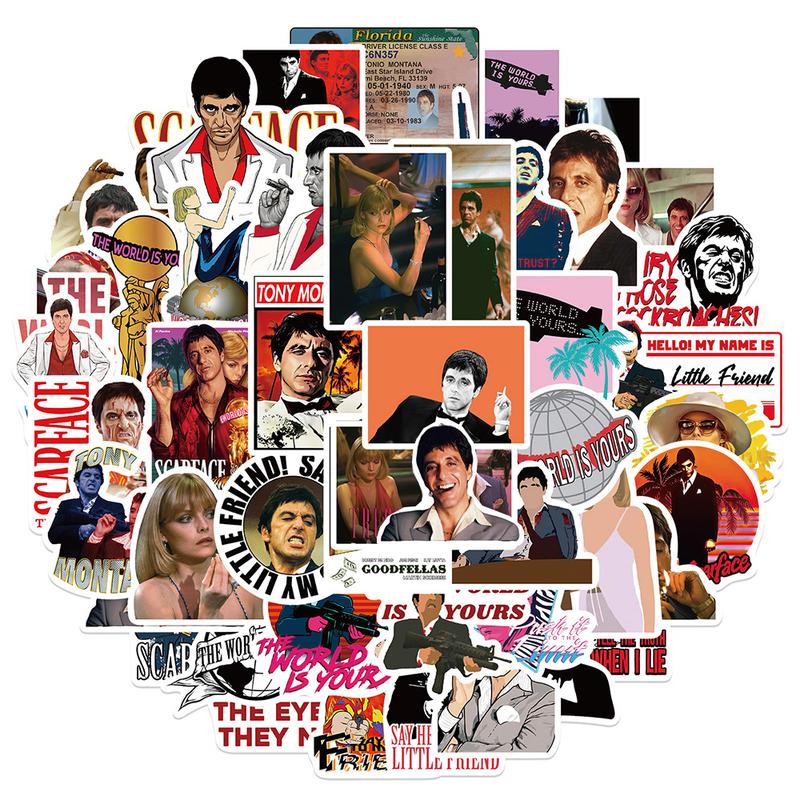 10/30/50pcs Movie Scarface Stickers Cool Graffiti Laptop Motorcycle Car Waterproof Cartoon Decals Toys Vinyl Sticker Wholesale
