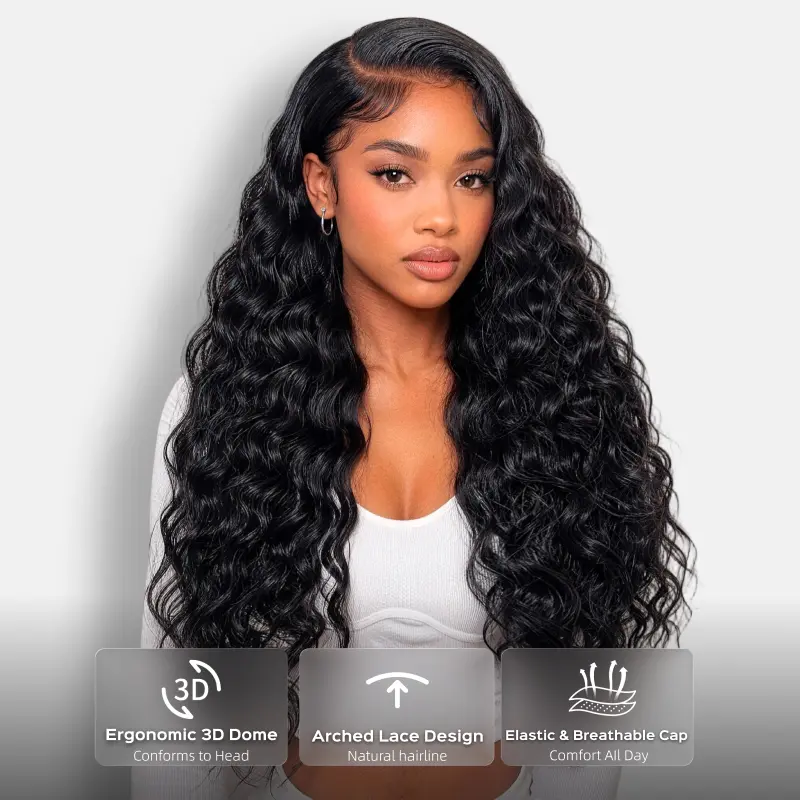 [Boho Curly] Megalook Flowy Bohemian Curls Wig Glueless 13x6 Lace Frontal Wig Ear To Ear Pre-plucked Natural Hairline Natural Curly Hair Pre Bleached Via Drawstring Band For Any Head #Summervibes Beginner Friendly Wig