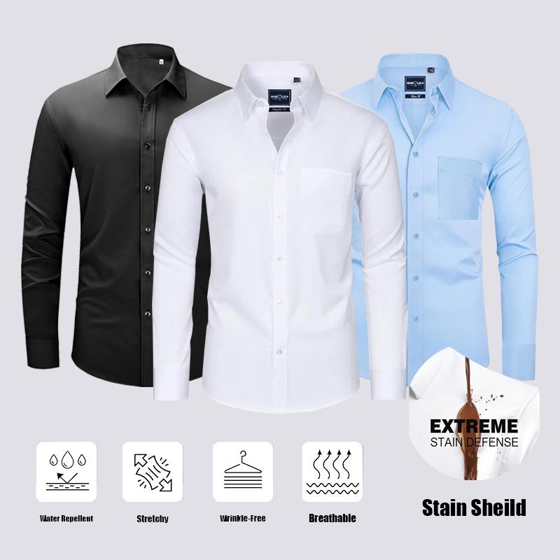 3-Pack Alimens&Gentle Men's Stain Sheild Business Casual Dress Shirts - Slim Fit Long Sleeve Button Down Shirt 3-Pack Alimens&Gentle Men's Stain Sheild Business Casual Dress Shirts - Slim Fit Long Sleeve Button Down Shirt