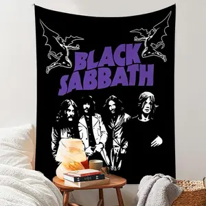 Black Sabbath Tapestry, Vintage Poster for Bedroom Wall, Home Aesthetic Bedroom Wall Tapestry, Wall Hanging Decor for Home Living Room Bedroom, Halloween Tapestry