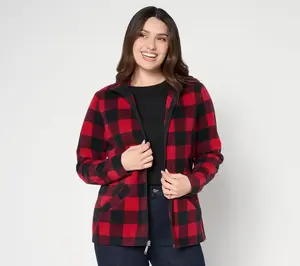 Denim & Co. Printed Fleece Zip Front Long Sleeve Jacket with Pockets Denim & Co. Printed Fleece Zip Front Long Sleeve Jacket with Pockets