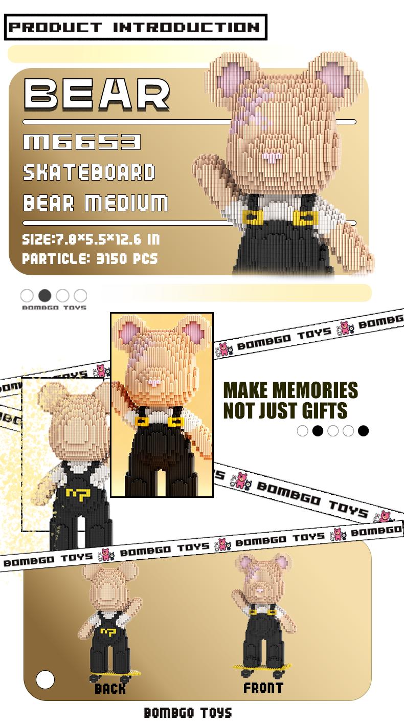 【BOMBGO】Bear Building Block,Size-Medium,3000 pcs,Bear Toys,Birthday Gift,Christmas Gift,Educational Building Blocks,Trend Decoration,Cool Gifts,Brick,Family Bonding BlackFriday Christmas