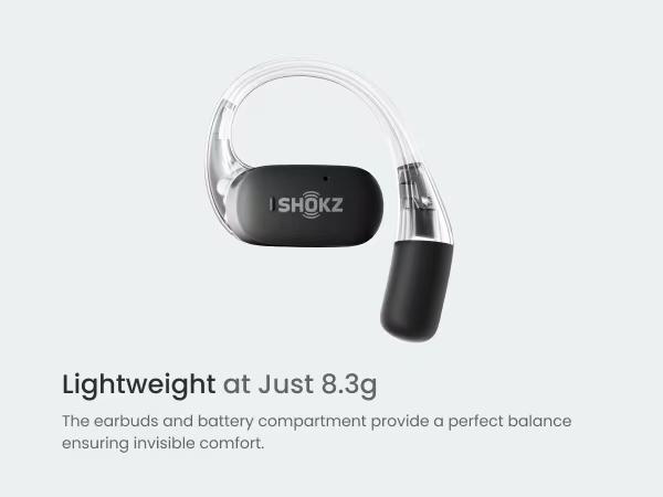SHOKZ OpenFit - Open-Ear Wireless Bluetooth Headphones with Microphone, Sweat Resistant, Fast Charging,28HRS Playtime,Compatible with iPhone & Android