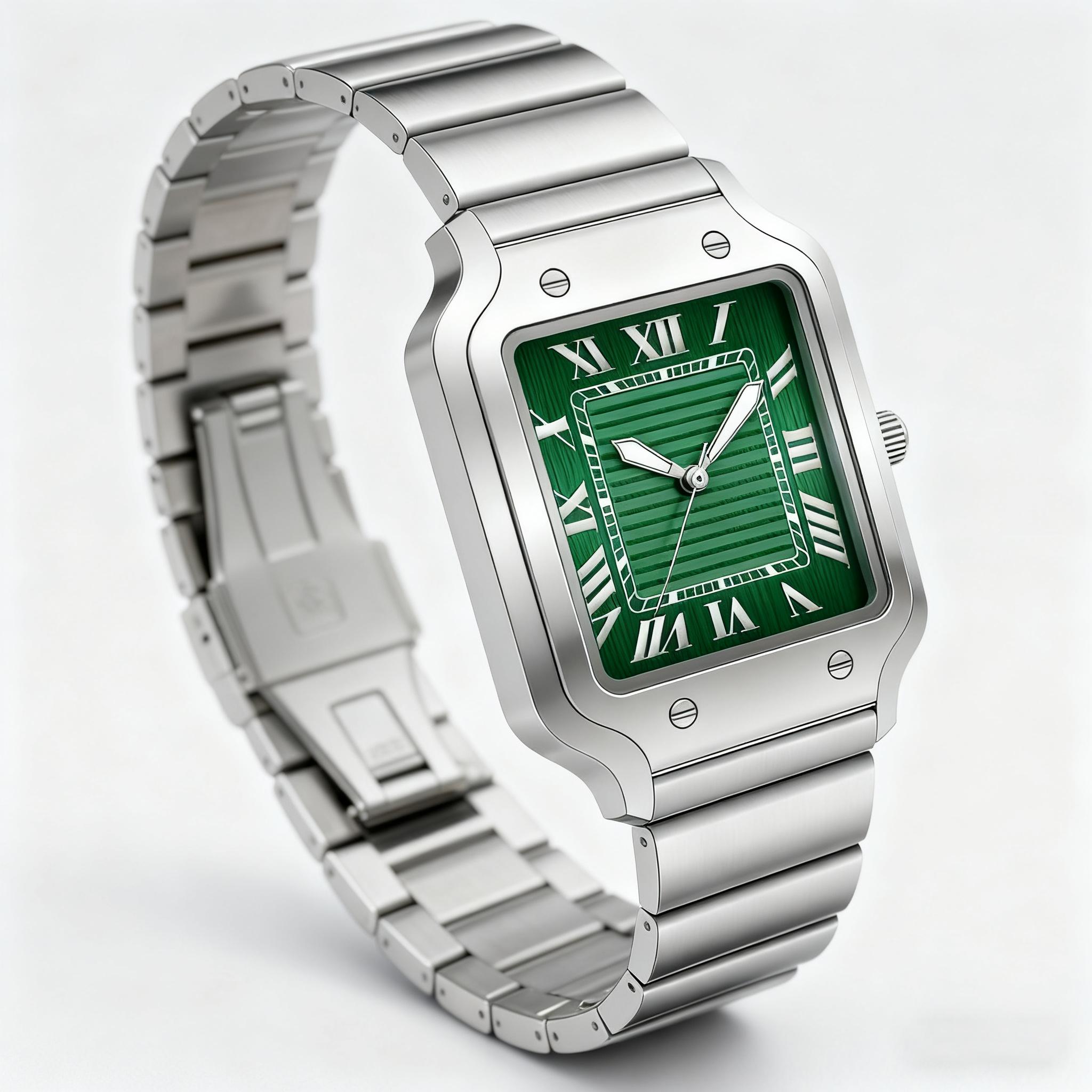Men's Square Face Watch with Roman Numerals, Casual Analog Wristwatch