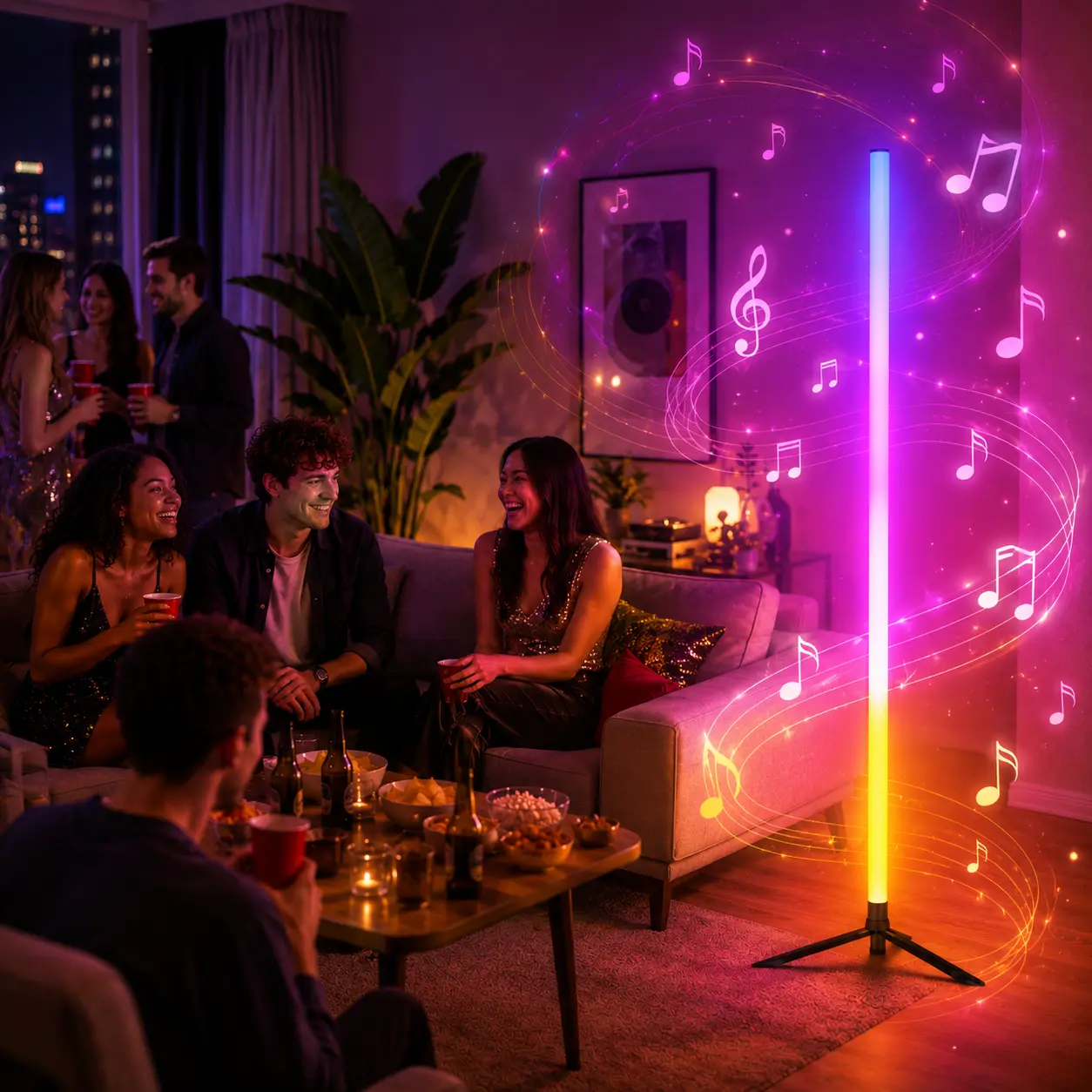 Corner Floor Lamp, RGB LED Corner Lamp with Music Sync, Standing Lamp with Remote Control-16 Million Color Changing Ambient LED Lamp for Bedroom, Living Room, Gaming Room