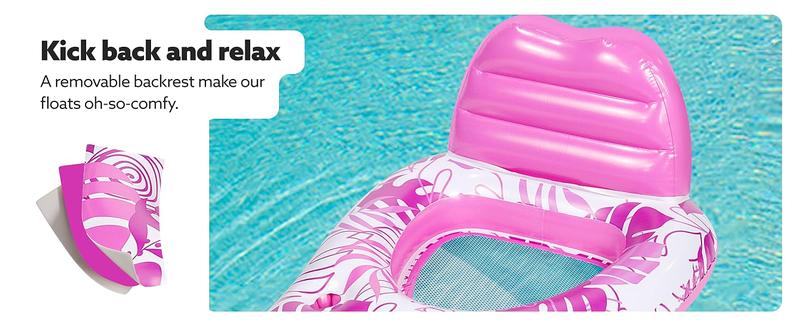 Inflatable Pool Floats Lounger Adult, Pool Float Lounge Raft Floaties Water Floating Recliner Chair with Cup Holders Foot Rest Swimming Floaty Father's Day Gifts / Electric Air Pump