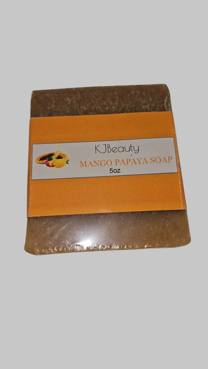 KJbeauty Homemade Mango Papaya Soap Skincare Exfoliate Facial Sensitive Radiant Skin Repair