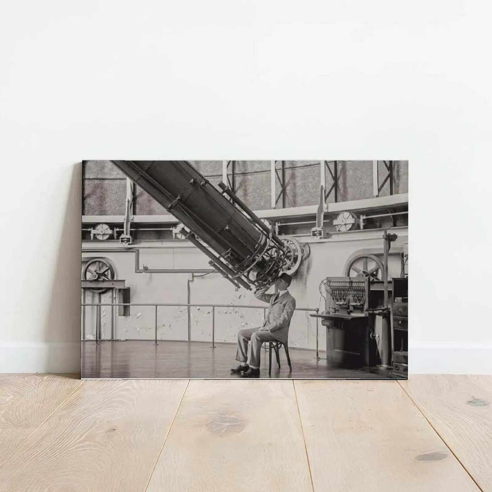 Astronomy Educational Poster Retro Astronomy Print Canvas - Stunning Black and White Telescope Wall Art, Vintage Educational Poster for Modern Home & Office Decor
