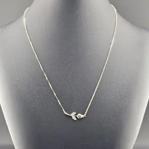 Gold 14k Necklace 17" with Flower Pendant for Everyday Wear Elegant and Durable Jewelry