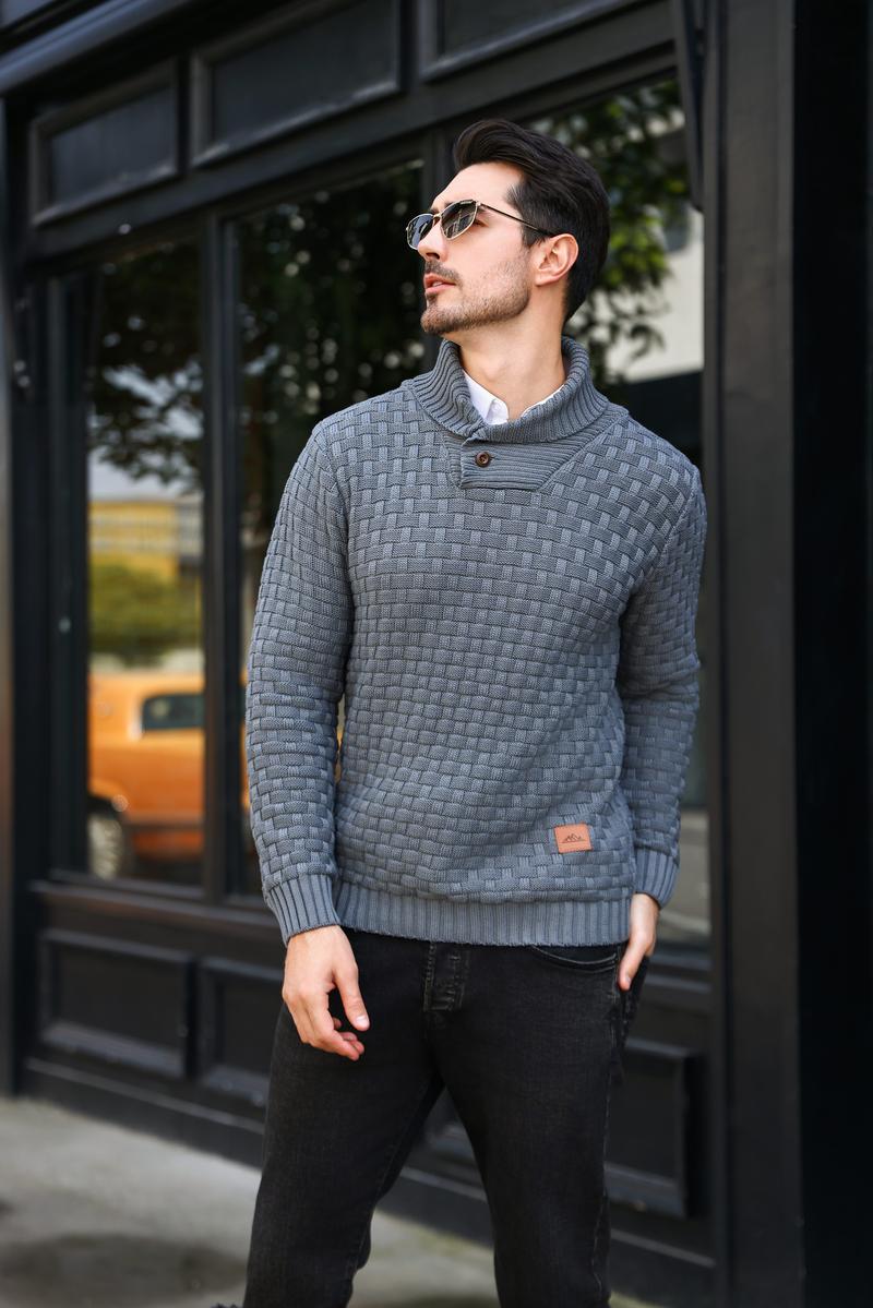 HYPESTFITMen’s Patchwork Knit Sweater – Long Sleeve, Stylish Fall Essential, Versatile & Multicolor