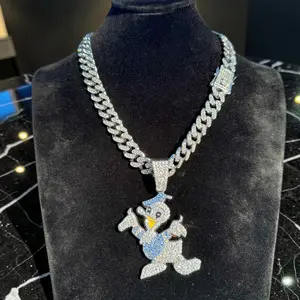 Iced Out Duck Pendant  | Silver CZ Necklace | Miami Cuban Chain | 18” | New