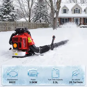 80CC Gas Backpack Leaf Blower | 900CFM 2-Stroke Engine & 2.3L Fuel Tank | Dual-Use for Snow/Leaves | Commercial-Grade for Lawn, Yard, Landscaping Portable