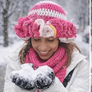 Crochet ruffled hat one size