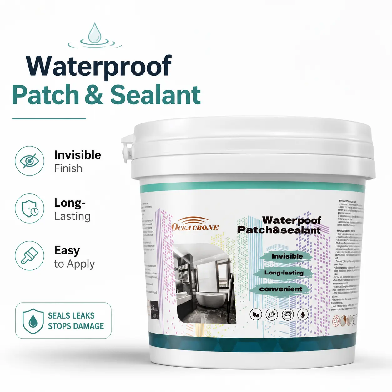OCEA CBONE  35oz Transparent Waterproof Coating, Invisible WaterproofAgent ，Transparent Waterproof Sealan, Indoor & Outdoor Waterproof Coating 17.5oz Concrete Sealant Super Strong Adhesion rubber