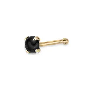 14K Black Onyx Nose Stud - 20G