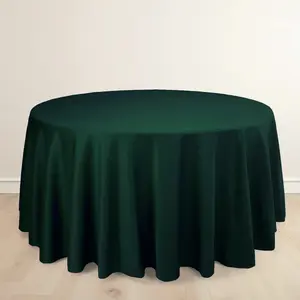 Scuba Round Tablecloth 120" Hunter Emerald Green - Seamless & Wrinkle Free Table Cover