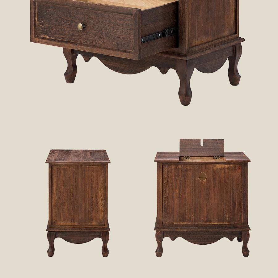 Hulala Galatea 24'' Tall 2-Drawer End Table with Charging Station Smooth Metal Slides High-Quality Wood Frame Farmhouse Style Stylish Bedside Table Modern Console Table Storage Nightstand