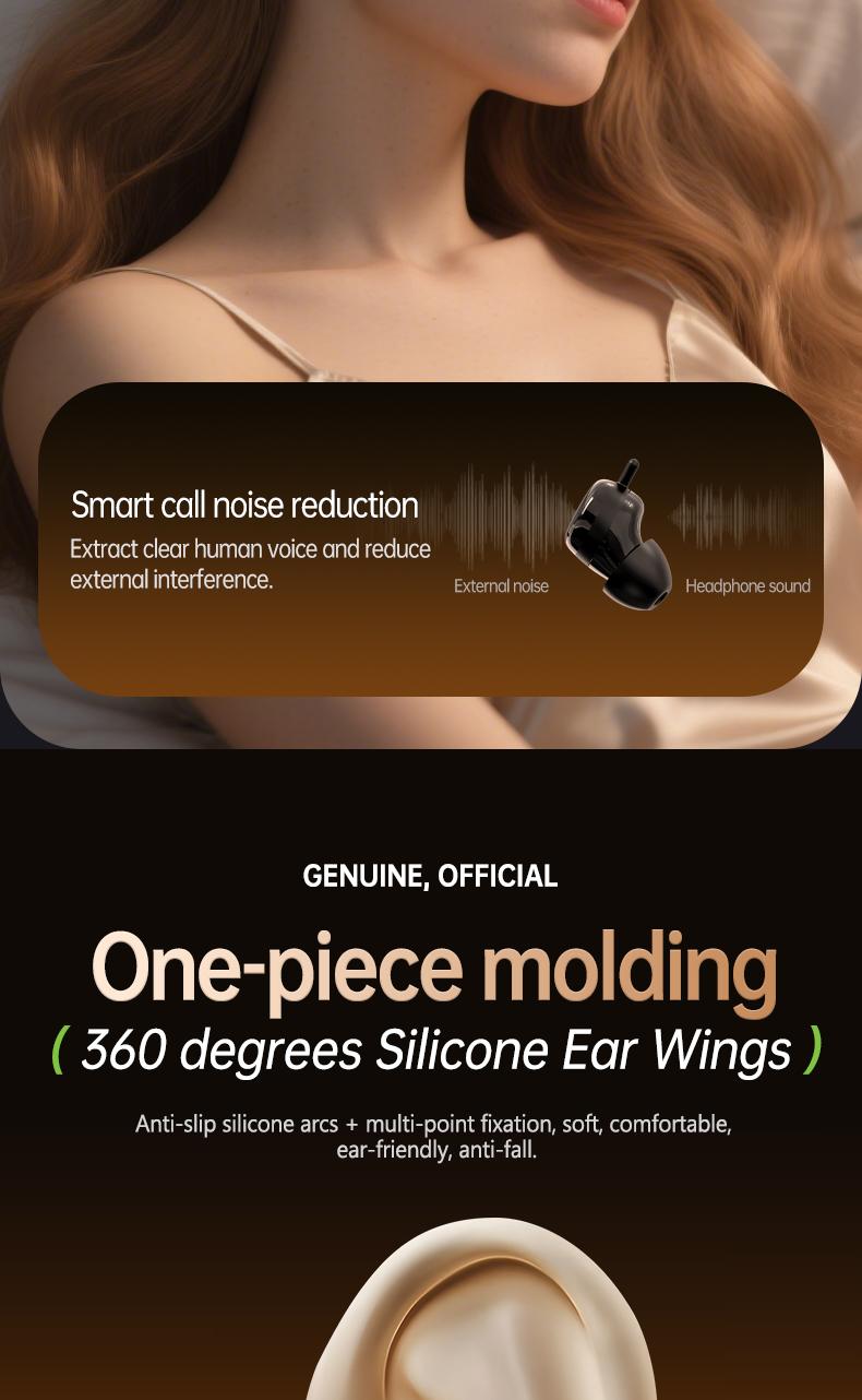 Acer OHR557 Wireless Audio Earphones, Invisible Sleeping Earbuds, Noise Cancelling Headphones for Running, Exercising, Gaming Sports, Electronic Headset Audio, Travel Essentials Bone Conduction Tech Black