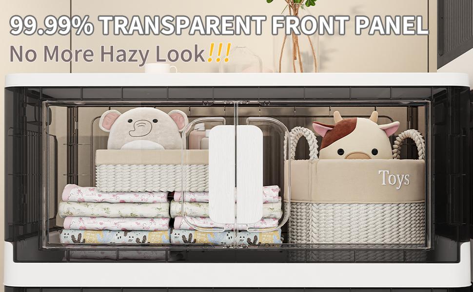 【Clearance】KHNR 600 Qt Stackable Storage Bins with 5 Lid, 5Pack Closet Organizers&Storage Drawer, Folding Storage Boxes, Plastic Storage Cabinet for Clothes Organization, White/BlackLaundry Room,Dorm,Office,Kitchen