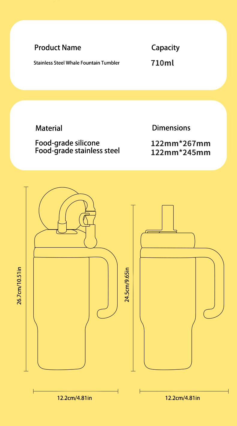 【COMOBEBE】24oz Stainless Steel Whale Fountain Tumbler – Spill-Proof, Dual Lids, Durable Handle, Dishwasher Safe, Cute and Fun for Kids & Adults 【COMOBEBE】24oz Stainless Steel Whale Fountain Tumbler – Spill-Proof, Dual Lids, Durable Handle, Dishwasher Safe, Cute and Fun for Kids & Adults