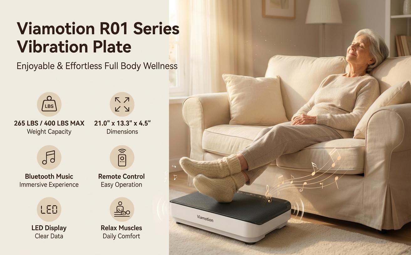 Viamotion Vibration Plate for Seniors & Home Relaxation, Low-Noise 150W Motor, 1-99 Speed Levels, Safe Dual Voltage Protection, LED Display, Perfect Gift for Elders