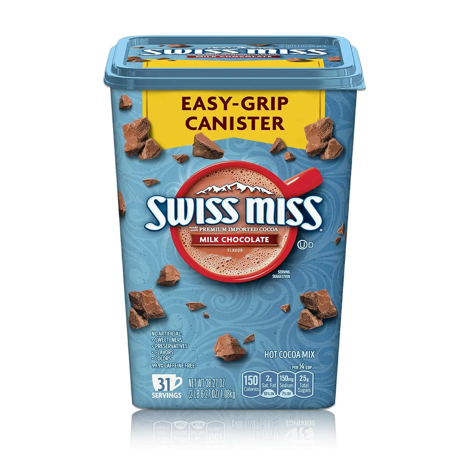 Swiss Miss Milk Chocolate Hot Cocoa Mix – Rich & Creamy Hot Chocolate Drink, 38.27 oz Square Canister