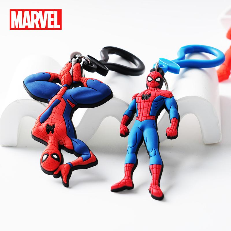 1PC Marvel Iron Man Deadpool Spider-Man Keychain Officially Licensed Novelty Collectible Super Hero Anime Peripheral Backpack Decoration Car key Pendant Desk Ornament Durable PVC Soft Rubber Gift